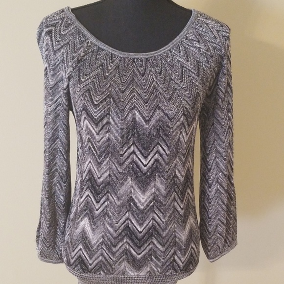 INC International Concepts Tops - ☆ INC ☆ Chevron Silver Shimmery Top Size Small